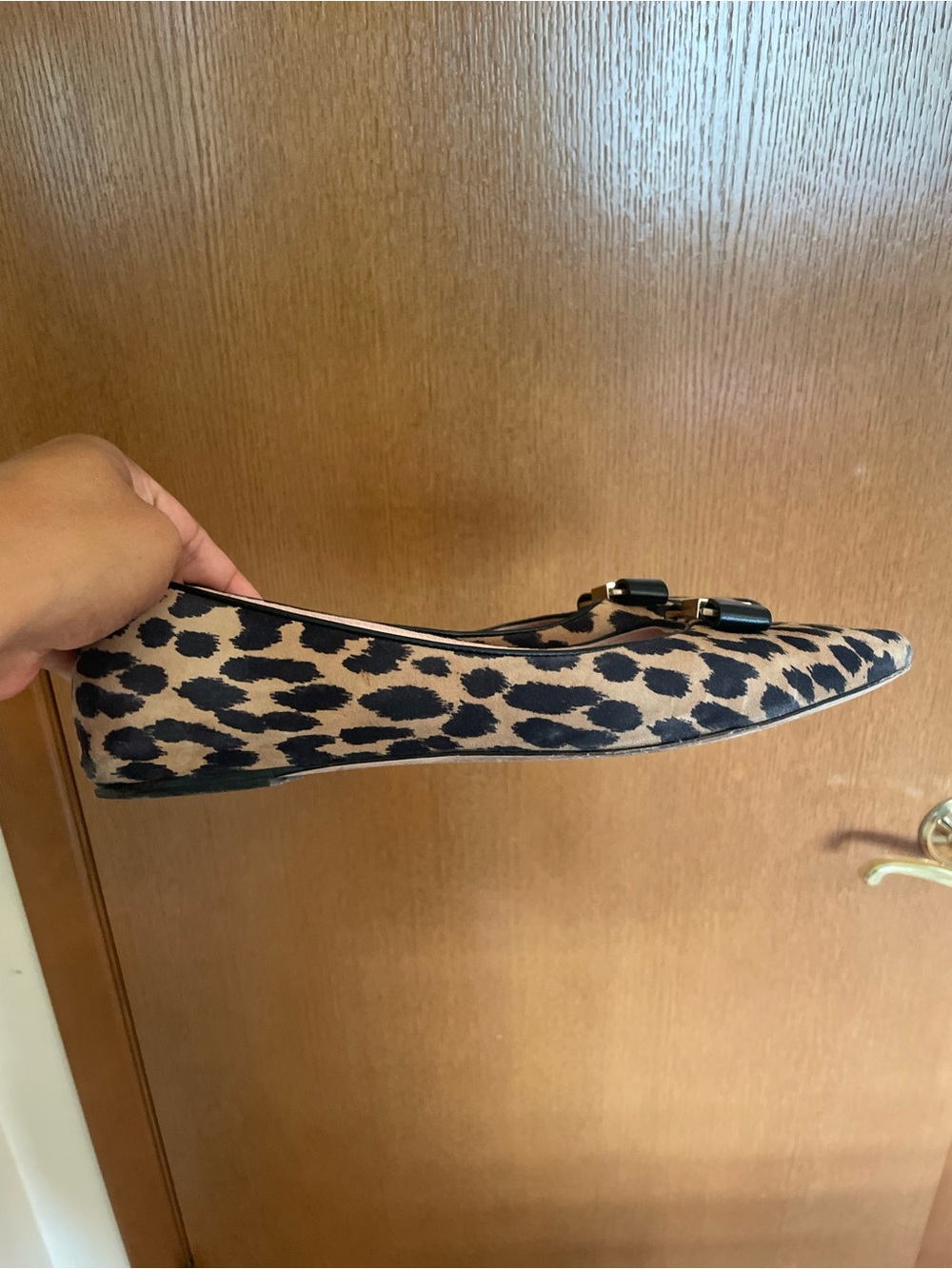 kate spade Leopard Print Bow Flats in Tan and Black - Picture 2 of 3